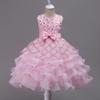Baby Girls Beading Bow Ball Gown Pageant Wedding Dress Girl Elegant Lace Long Party Princess Bridesmaid Dresses Clothes Kids Flower Embroidery Costume
