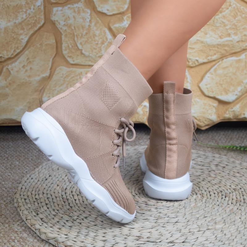 Short Socks Boots Fashion Round Toe Knit Breathable Sleeve Soft Sole Anti-Slip Wear-Resistant Single Shoes