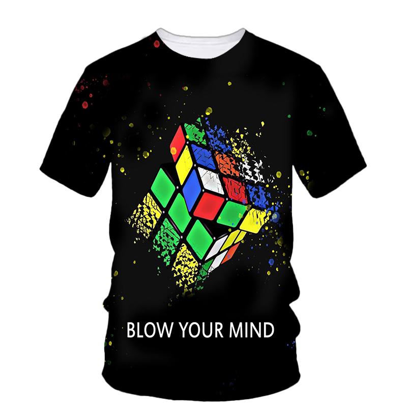 Rubik Cube  3D Printing T Shirt Man Summer O-Neck Short Sleeve Oversized Top Casual Tee Loose Streetwear Harajaku
