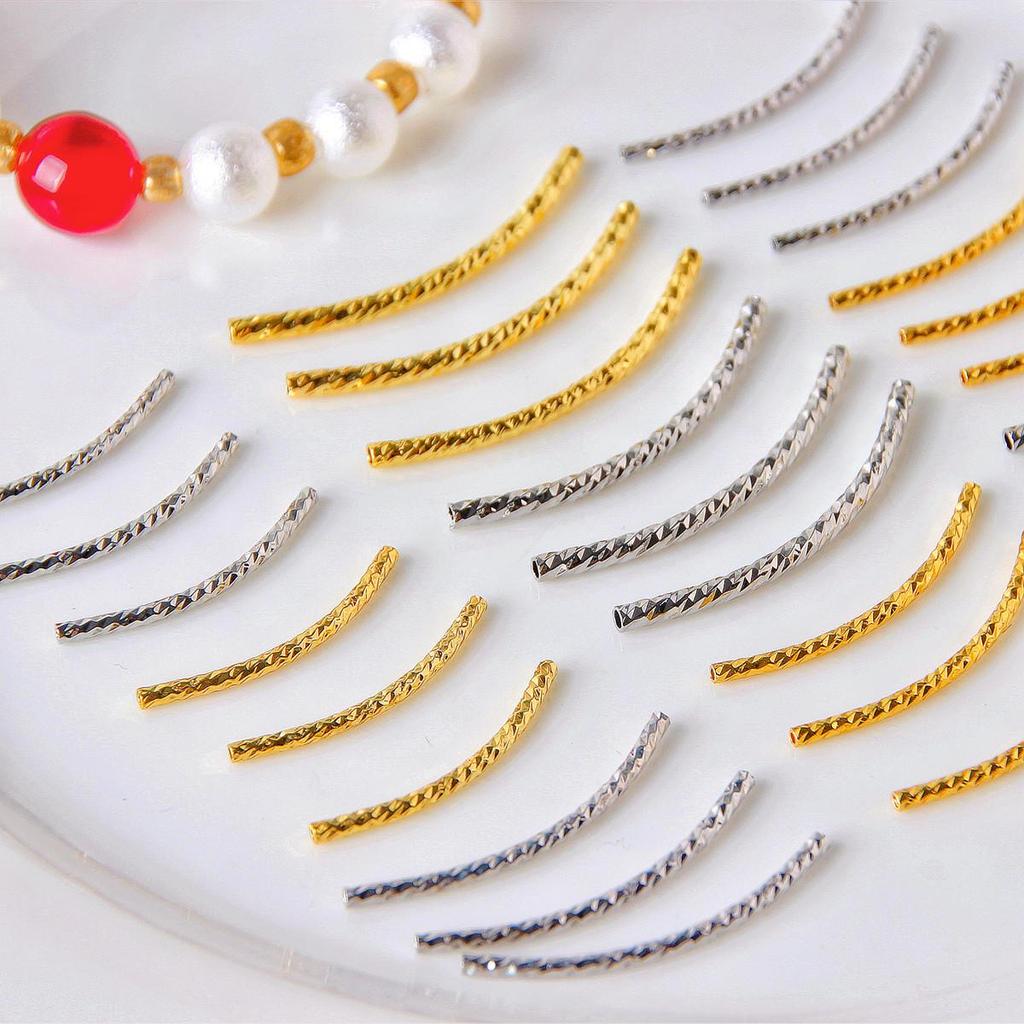 18k Gold Plated Multi-Faceted Curved Tube for DIY Jewelry Necklaces & Bracelets