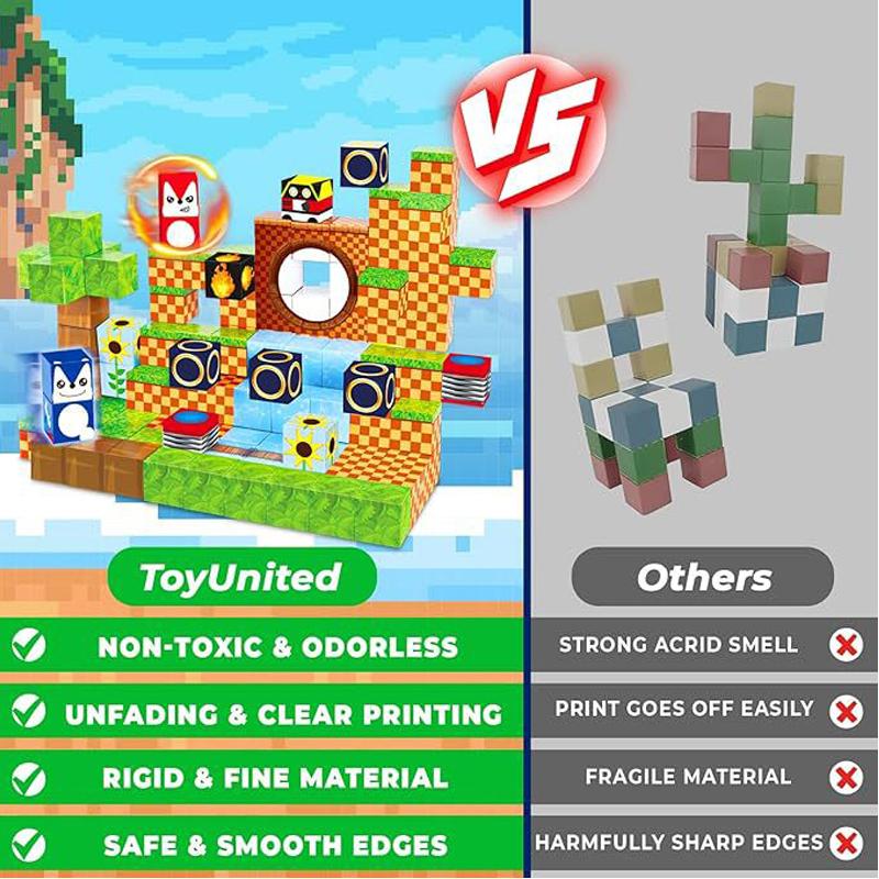 Non-Toxic 100Pcs Educational Diy Block Set Innovative 3D Puzzle Products Montessori Magnetic Magic Cube Building Blocks Toys For Kids