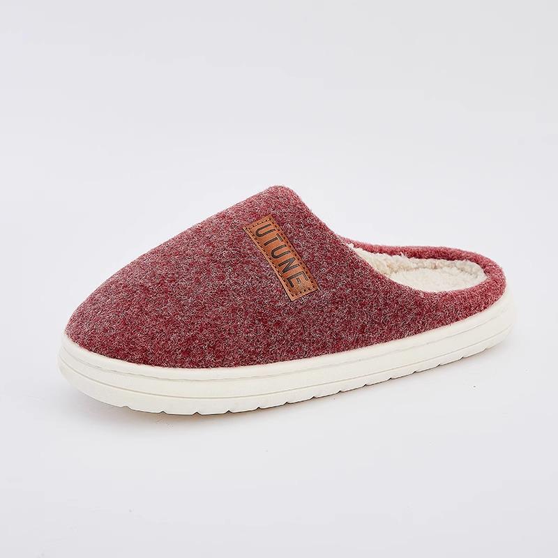 Youdiao Wool Autumn/Winter Plush Non-Slip Slippers for Men & Women - Warm Indoor Shoes for Middle-Aged & Elderly.
