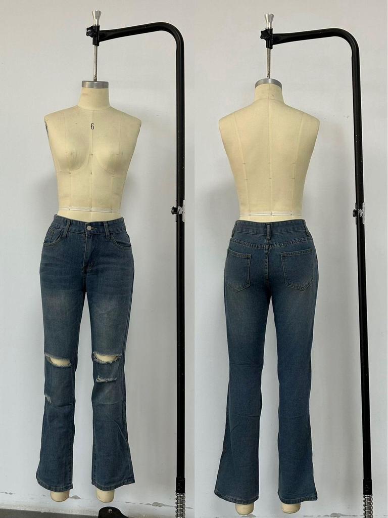 Hoge Taille Gescheurde Jeans met Billenlift voor Dames