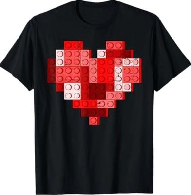 T-Shirt Cuore di San Valentino Blocchi da Costruzione Mattoncini
