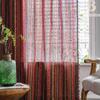 Rote Böhmische Gestreifte Baumwollleinen Vorhänge für Wohnzimmer - Retro-Stil