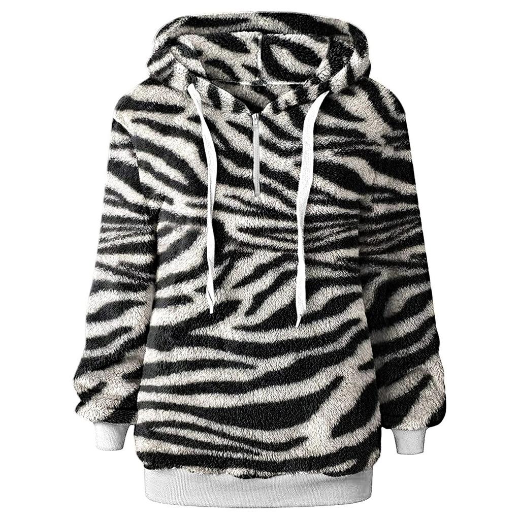 Women's Winter Casual Fashion Loose Plush Insulation Drawstring Hooded Jacket