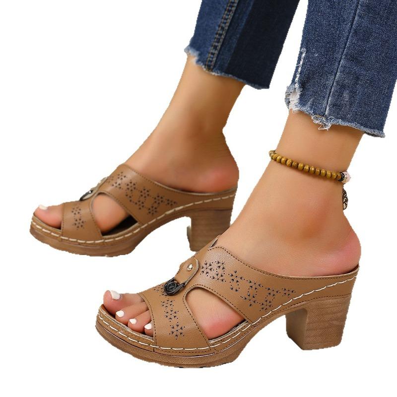 Women’s Peep-Toe T-Strap Platform Sandals, Thick Sole, Casual Summer Beach Wear