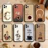 C-Coffee T-Time Phone Case For iPhone 17,16,15,14,13,12,11 Plus,Pro Max,Soft Silicone Black Cover