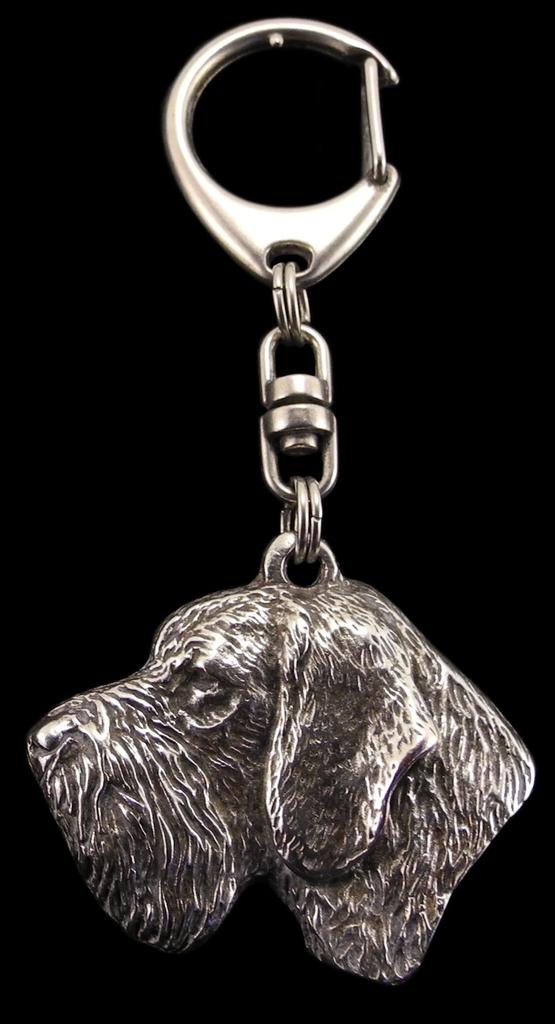 German Wirehaired Pointer - Silver-plated Key Ring with a Dog In a Gift Box, Handbag Decoration, Backpack Pendant by Art-Dog Brand