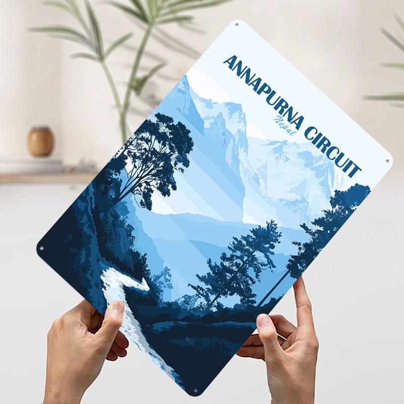 

Annapurna Circuit Nepal Landscape Art Poster Customized Wall Art Vintage Metal Signs Retro Tin Plaque for Man Cave Coffee Bar 20x30cm（7.8x11.8inch）