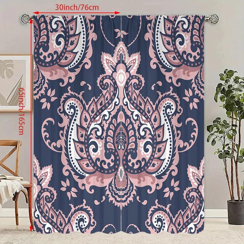 Set Of 2 Santa Claus Christmas Tree Printed Curtains Pole Bag Inches Home Decoration Room Curtain Made Polyester