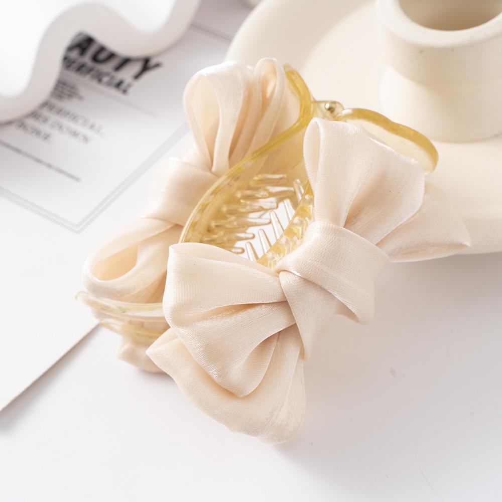 Korea Bowknot Hair Claw Satin Bow Hair Clips Barrettes Sweet Ponytail Vintage Crab Hairpins Styling Tools Women Hair Accessories