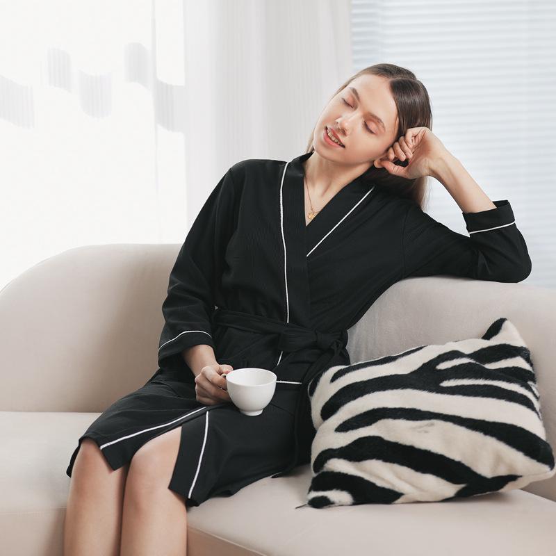 2025 Frühling-Herbst Unisex Waffelbademantel - Anpassbares Logo für Hotels & Salons