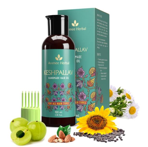 Avimee Herbal Keshpallav Hair Oil For Men & Women, Promotes Hair Growth & Reduces Hair Fall 100ml