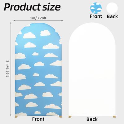 6.56ft Blue Sky White Cloud Arched Background for Birthday Wedding Brides Baby Shower Party Decoration Photography Background