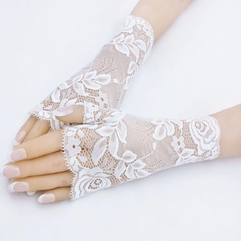 New Elastic Lace Half Finger Gloves Thin Short Finger Leakage Sun Protection Driving Non Slip UV Protection Scar Covering Tattoo
