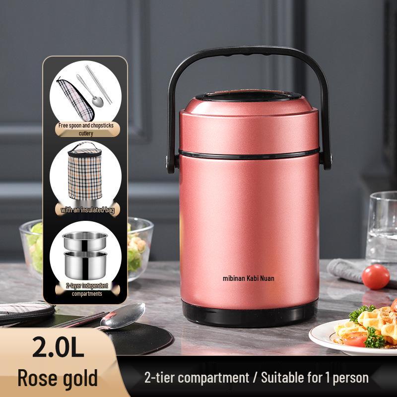 Winter Stainless Steel Insulated Multi-layer Lunch Box - Portable, Large Capacity, Keeps Food Hot for 24 Hours, Perfect for Home or Office.