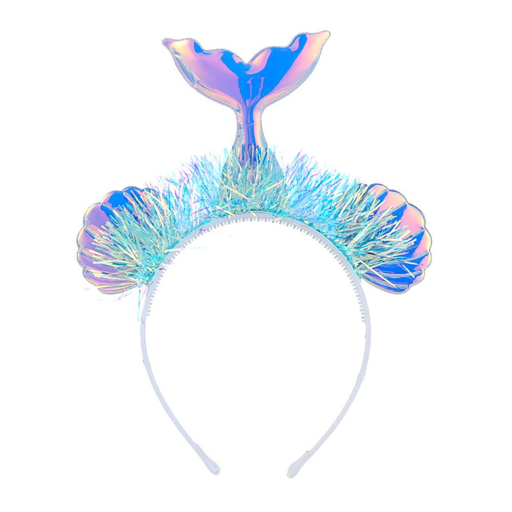 Mermaid Tail Headband With Shining Shell Tassel Fish Pattern Headdress Cloth For Kids Girls Princess Birthday Mermaid Party Decoration Supplies