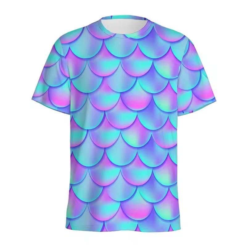 Funny Fish Scale Pattern 3D Print Tshirt Men and Women Summer Fashion Personality O Neck Short Sleeve T Shirt Casual Tee Top