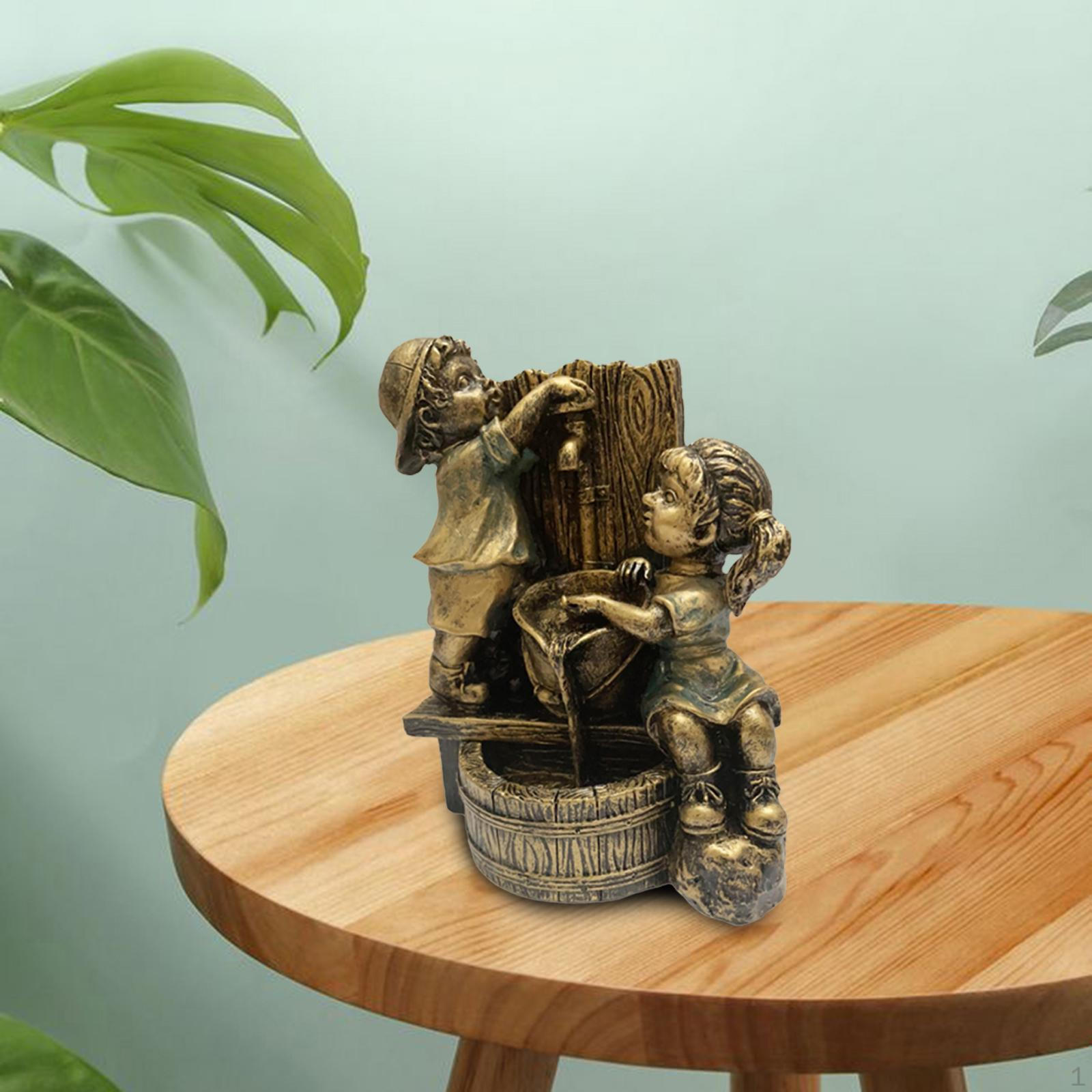 

Очаровательная играющая детская садовая статуя, скульптура мальчика и девочки, ремесло из смолы, темнота