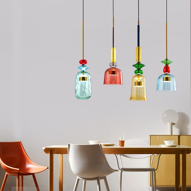 Colorful LED Pendant Lights for Home Decoration Lamp Living Room Bedroom Lamp Indoor Glass Hanging Lamp Lighting Fixtures