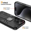 For iPhone 15 Pro Max Kickstand PC+TPU Cover Car Mount Phone Case
