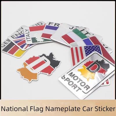 Aluminiowe godło do etykietowania Car Styling niemcy anglia włochy francja USA flaga naklejana etykieta