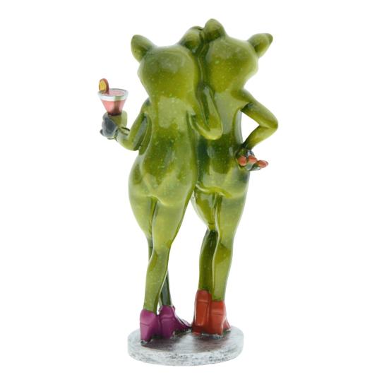 Waltzing Couple Frog Figurine Dancing Drinking Frog Statue Resin Animal Sculpture Home Office Indoor