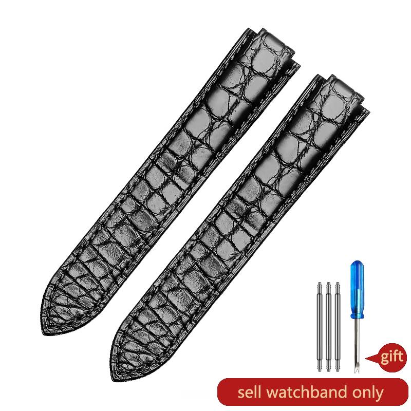 Pulseira de Couro Genuíno para Relógio Cartier Key Blue Balloon Masculina Pele de Crocodilo Feminina Boca Elevada Acessórios de Pulseira 12-20mm