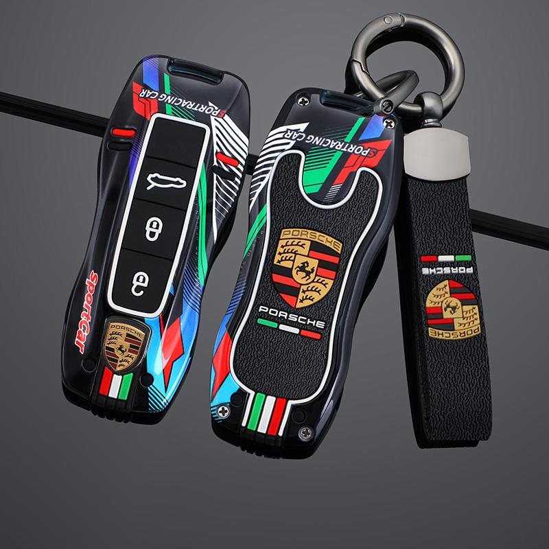 3/4 Buttons Zinc Alloy Car Key Case Racing Style Cover For Porsche Cayenne 911 996 Macan Panamera Boxster 986 987 981 Sticker