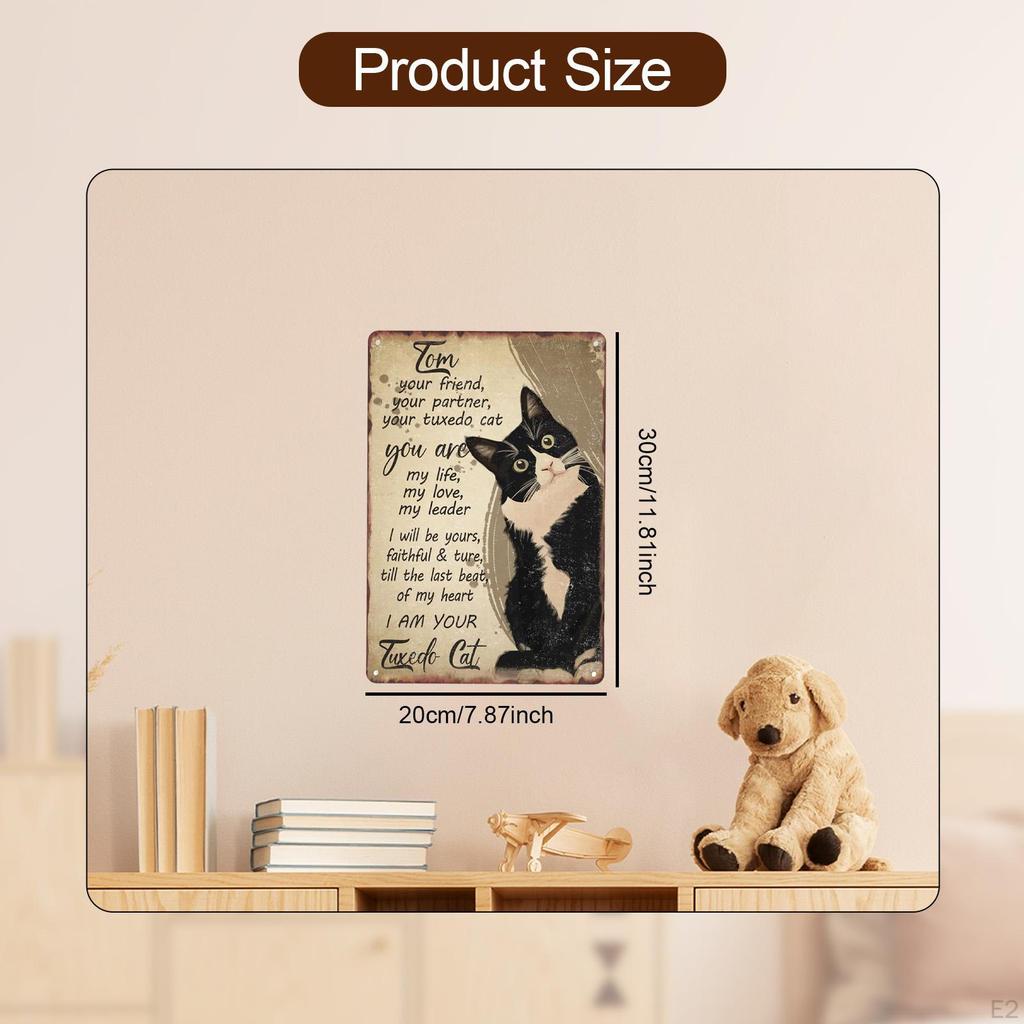 Tin Painting Cat Emotional Decoration Pet Oath Plate Design Plaque Poster for Club Pub Store