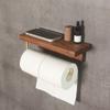 Bathroom Roll Rack Home Wall Mounted Storage Paper Towel Holder Black Walnut Toilet Roll Paper Holder No-Punch Home Decoration