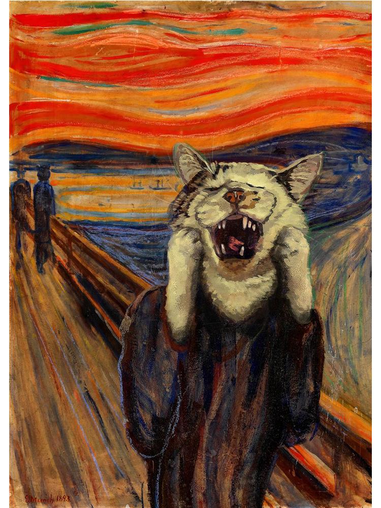 Funny Screaming Cat Dog Posters Canvas Paintings Prints Animal Cats Wall Art Pictures for Living Room Home Decoration Cuadros