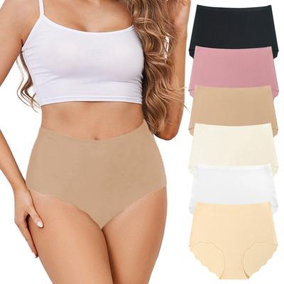 Women Solid Color High Waist Briefs