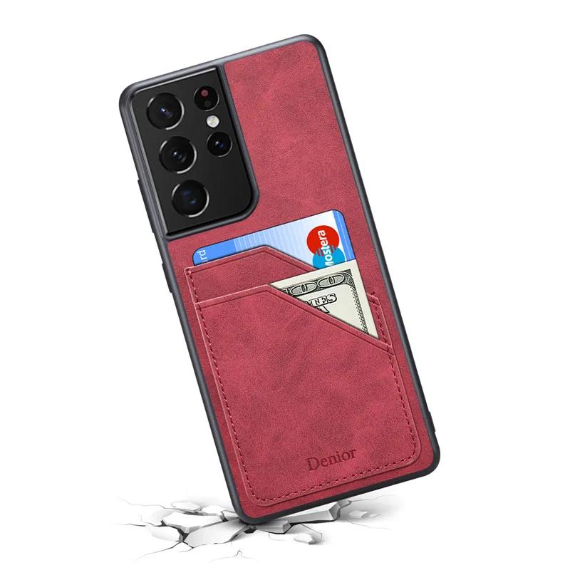 Luxury Leather Phone Case For Samsung S25 S24 Ultra Plus S23 FE S22 S21 S20 Note 20 Note 10 Ultra Plus A05S Card Holder Cover
