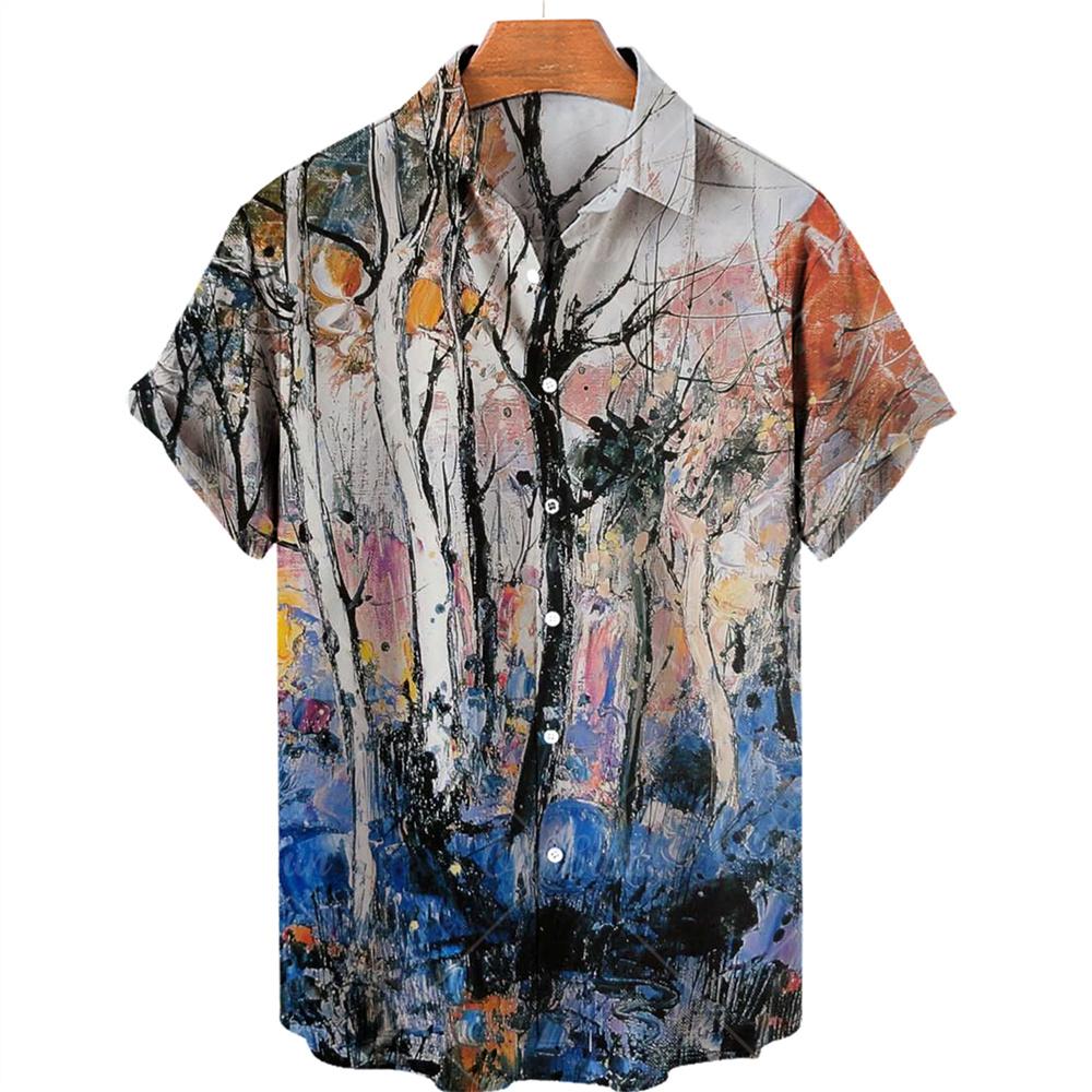 Oversized Shirt Hawaiian Beach Holiday Flower Painting Pattern Summer Casual Man Top Breathable Mens Design Clothing New