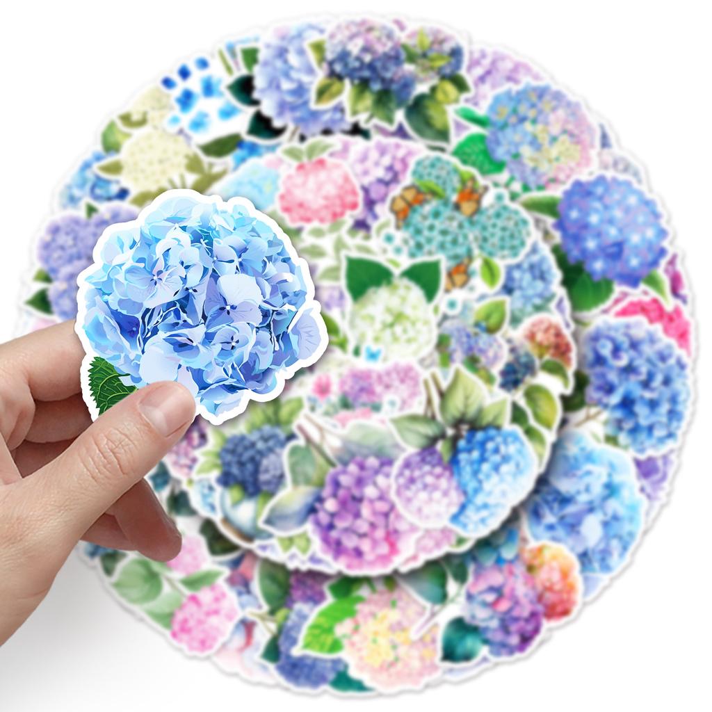 50 Hortensien Graffiti Aufkleber Personalisierte Kleine Frische Blumen und Pflanzen Dekoration Handy Computer Wasserbecher Aufkleber
