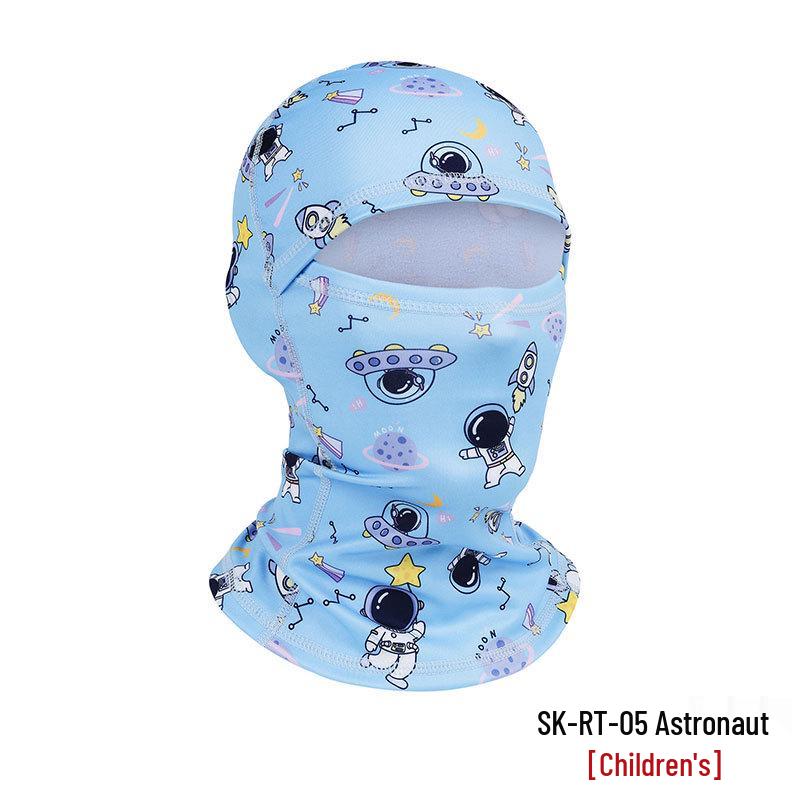 Winter Parent-Child Ski Mask with Windproof Neck Protection, Lined Hood, and Integrated Cycling Headwear