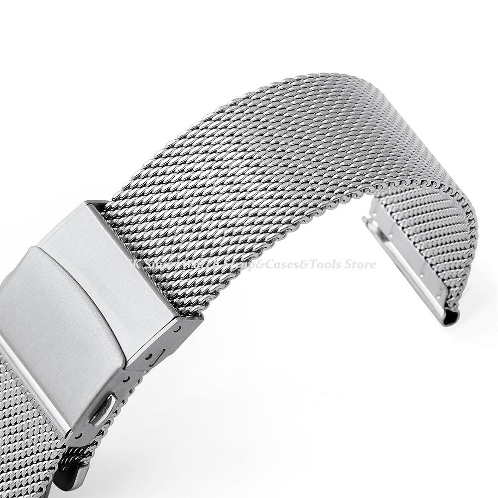 0,6 Milanese Řemínek k hodinkám 18mm 20mm 22mm S rychloupínáním Náramek z nerezové oceli se síťovinou pro muže ženy Pásek na zápěstí