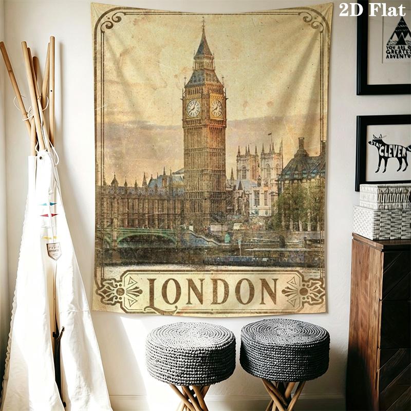 Vintage London Playing Cards Pattern Home Decor Tapestry, Wall Hanging, Decorative RV Wall Cloth.MGT0918503