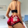 Leopard Print Sex Underwear Sexy Lace Suspender Pattern Shorts Charm Simulation Silk Set