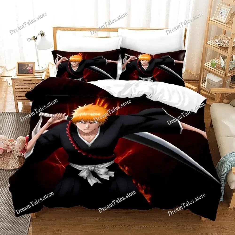 Bleach Kurosaki Ichigo Cartoon Poster Sheets Quilt Covers Bedding Dormitory Sheets Bedding Set Soft Warm Bedding Set Luxury Gift