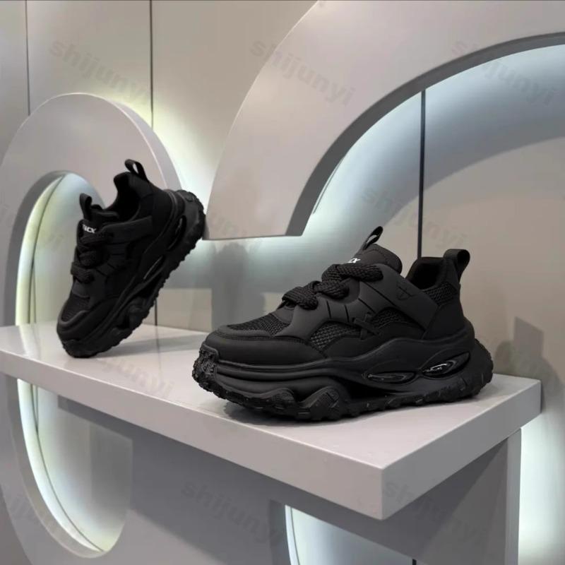 Men Vulcanized Shoes 2025 Autumn Anti Slip Platform Thick Heel Casual Sports Shoes Fashion Lace Up Male Outdoor Running Shoes