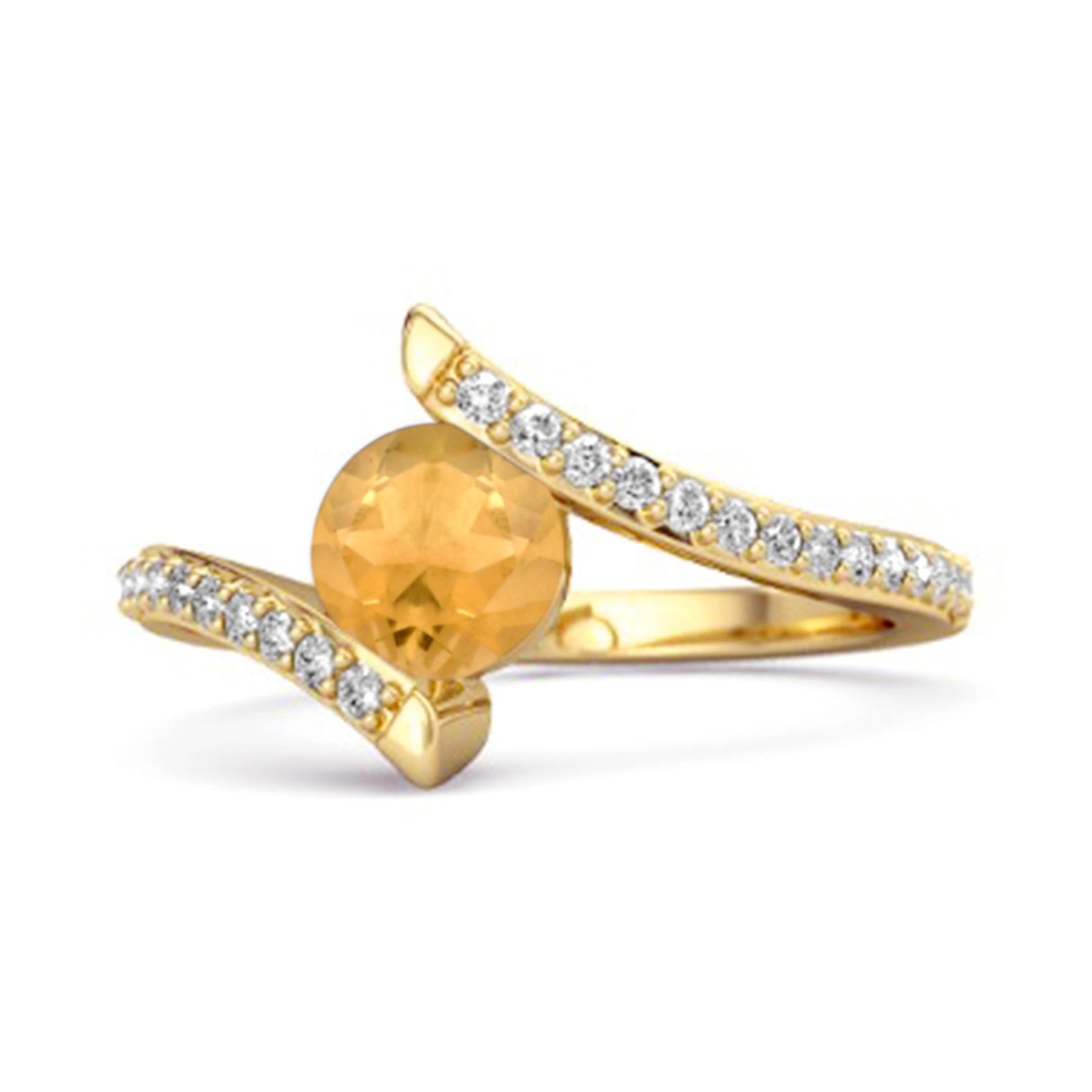 

Citrine Bypass Design with White Topaz Accents Ring - 925 Sterling Silver Gold Vermeil 9 жовтий