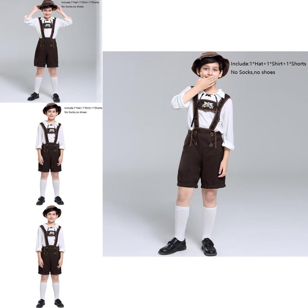 Stylish Children's Oktoberfest Costume Suit For Halloween Cosplay With Hat