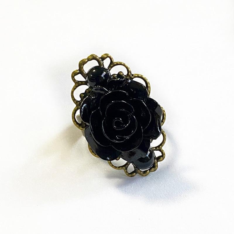 

Retro Gothic Stainless Steel Bronze Color Ring Setting Stereo Sunflower Red Roses Flower Adjustable Rings for Women Jewelry Gift resizable чорний