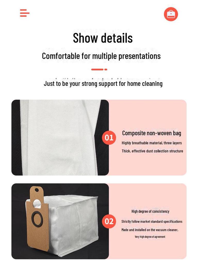 Compatible Dust Bag for Cecotec Conga 2299, 2499, 7490, 8290 Vacuum Cleaners