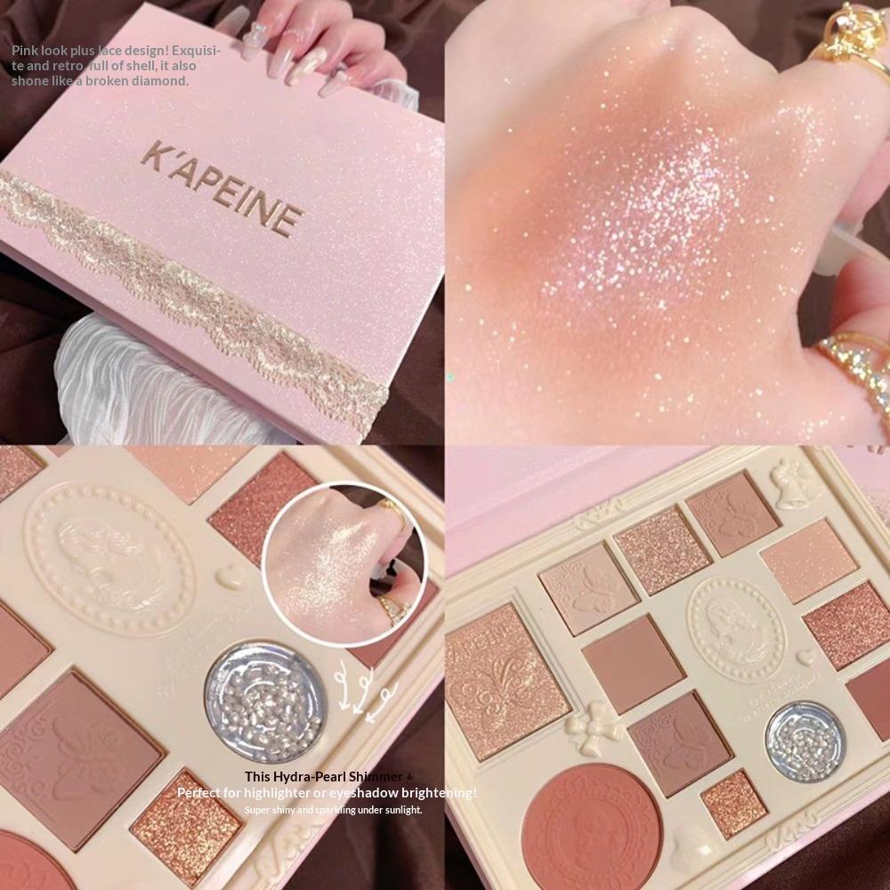 Capel Lace Eyeshadow Pearlescent Matte Blush Highlight Grooming Aegyo Saliva Integrated Crispy Rice Liquid Eyeshadow Disc