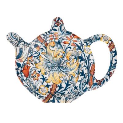 [Q3574] - Blue Brown 'Jardin Botanique' Sachet Holder (golden Lily) - 12x9. 8cm