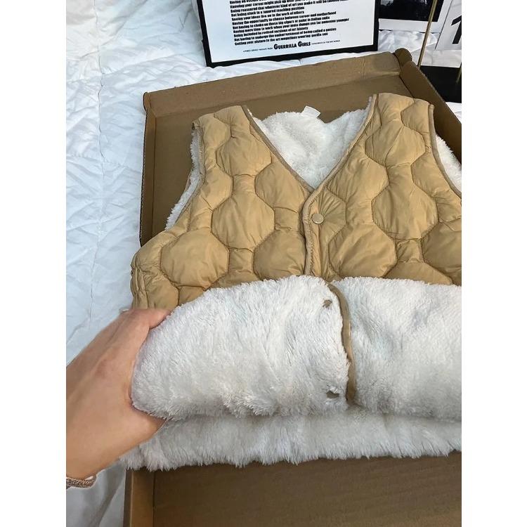 Women Fleece Vest Winter Short Warm Padded Sleeveless Coat Thermal Lined